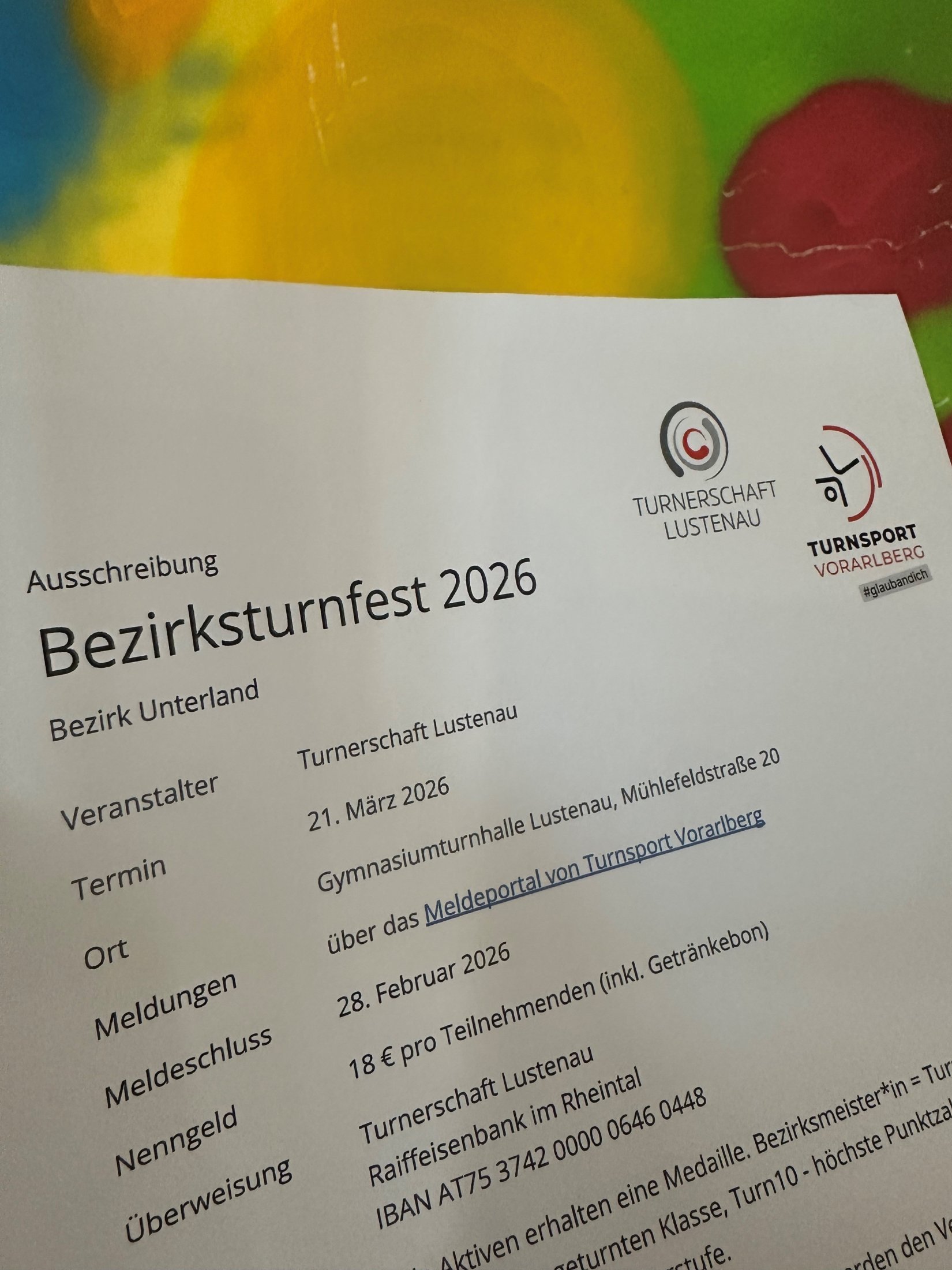 Bezirksturnfest Unterland 2026: Ausschreibung