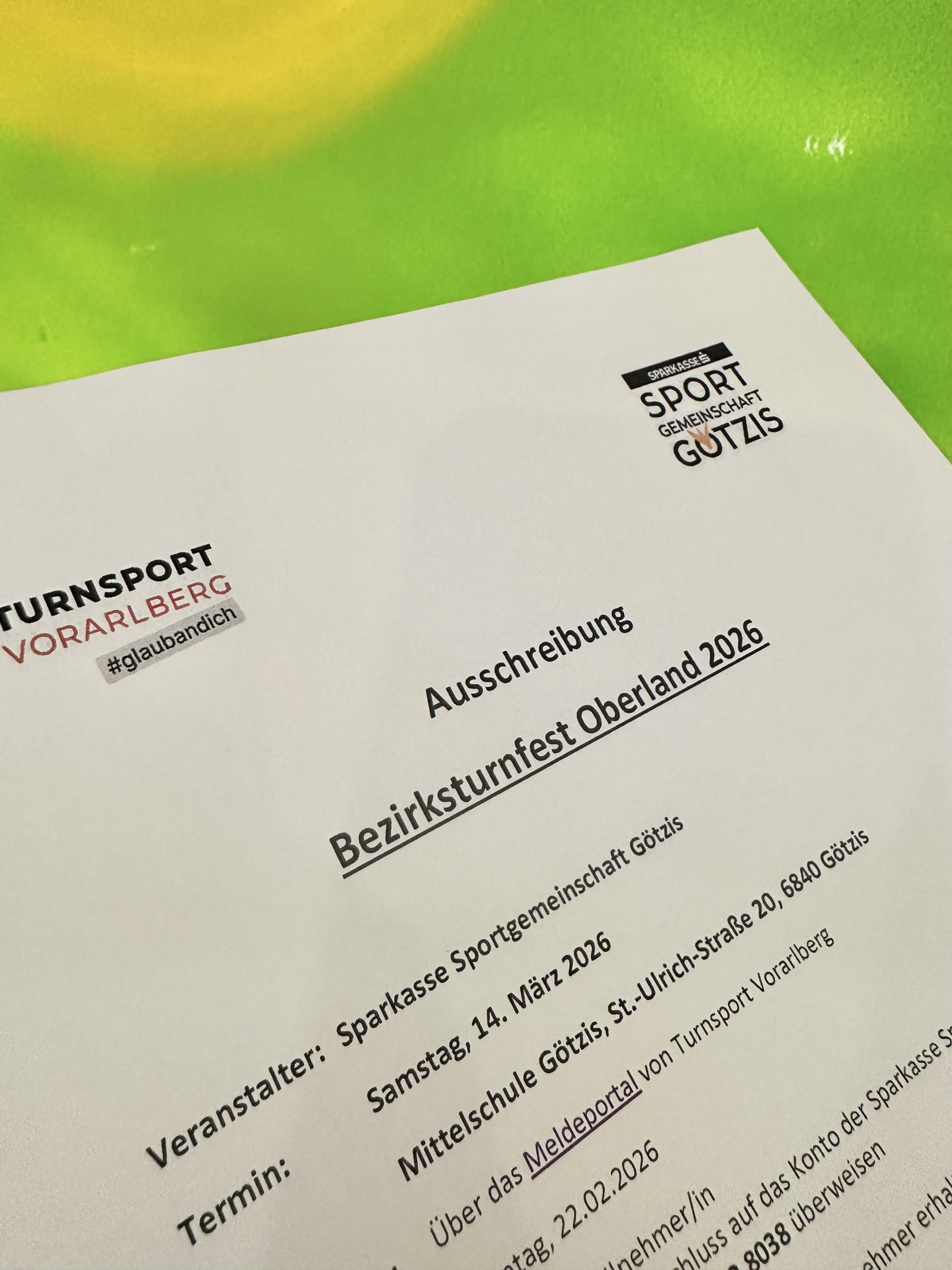 Bezirksturnfest Oberland - Ausschreibung