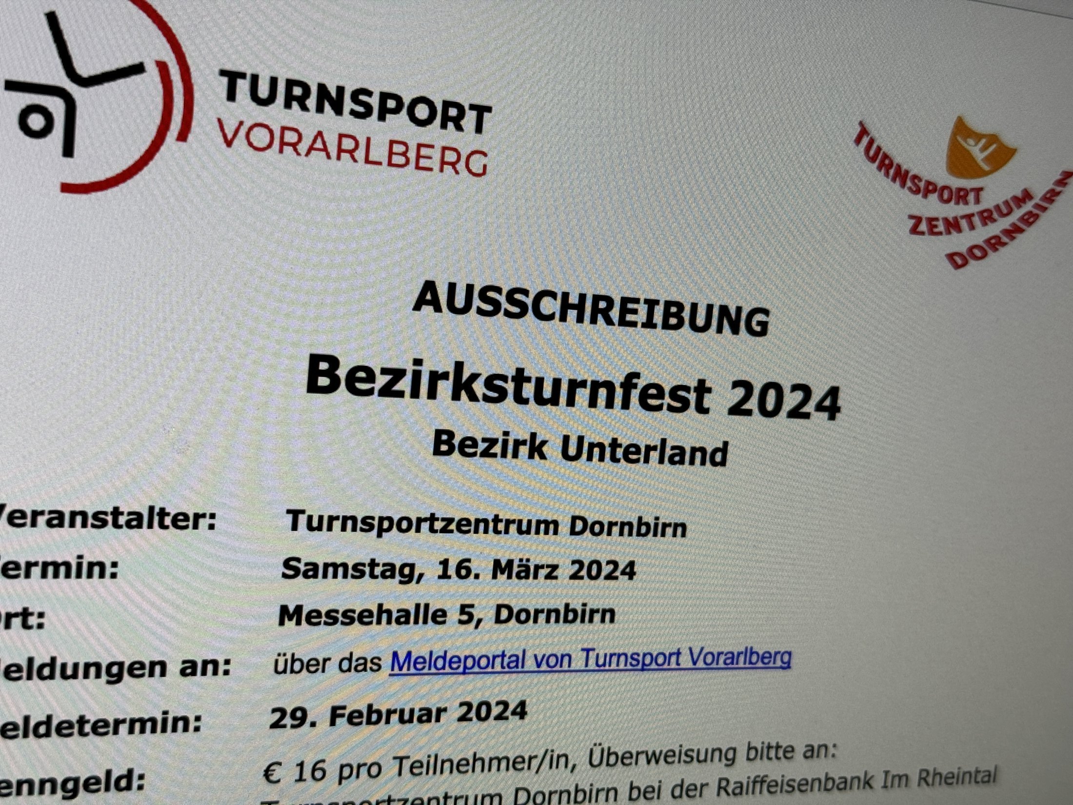 Bezirksturnfest Unterland - Ausschreibung online