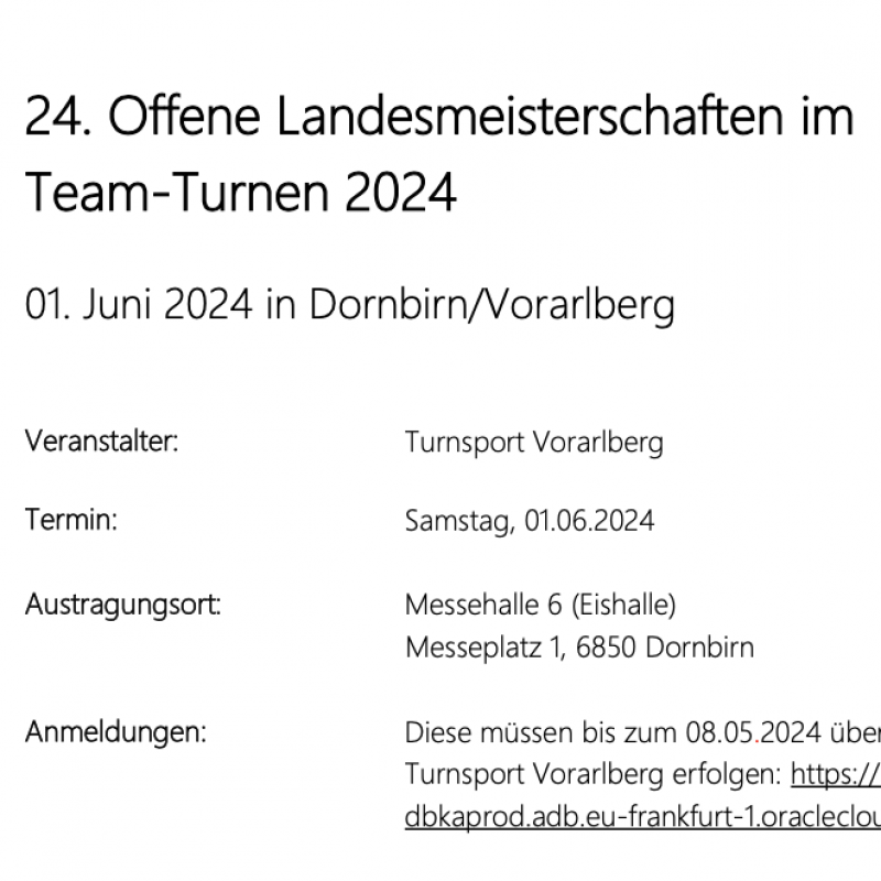 Ausschreibung Offene Landesmeisterschaft Team Turnen