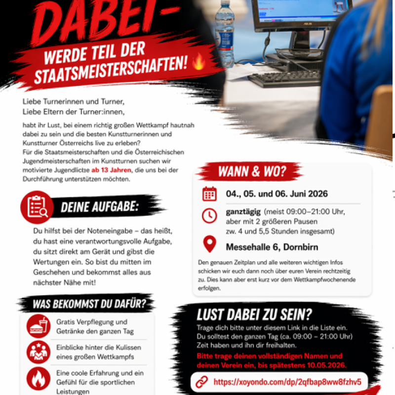 Mittendrin statt nur dabei – werde Teil der Staatsmeisterschaften! 🔥