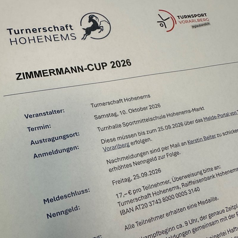 Zimmermann-Cup 2026: Ausschreibung ist online