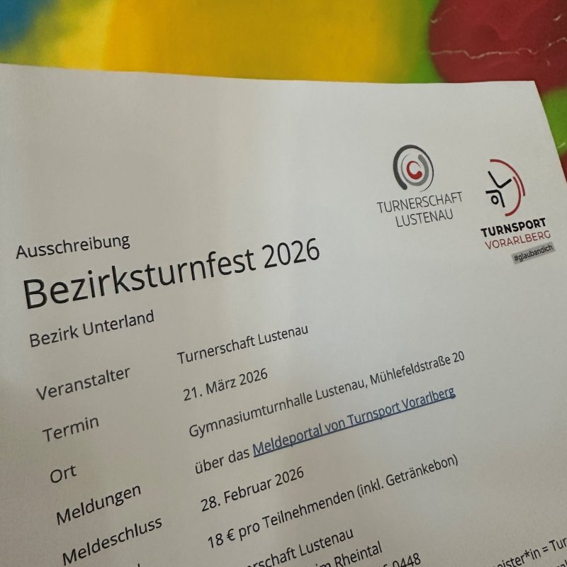 Bezirksturnfest Unterland 2026: Ausschreibung