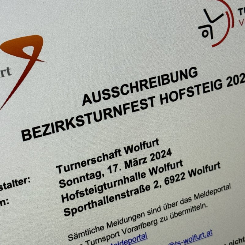 Ausschreibung zum Bezirksturnfest Hofsteig ist online