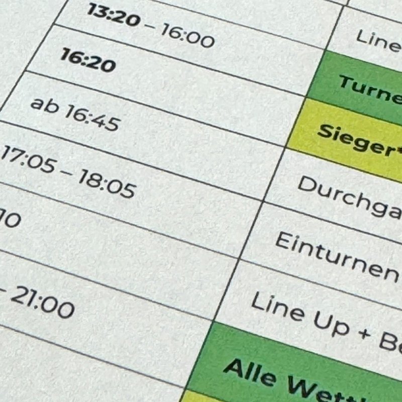 Zeitpläne und Einteilungen 