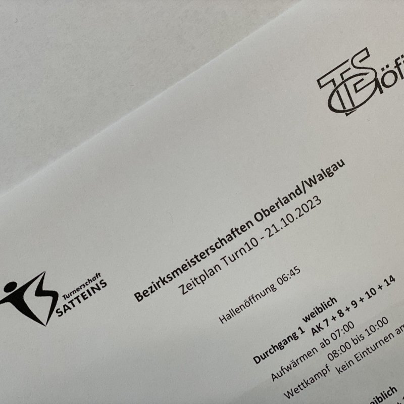 Wichtige Infos zum Bezirksturnfest Oberland / Walgau